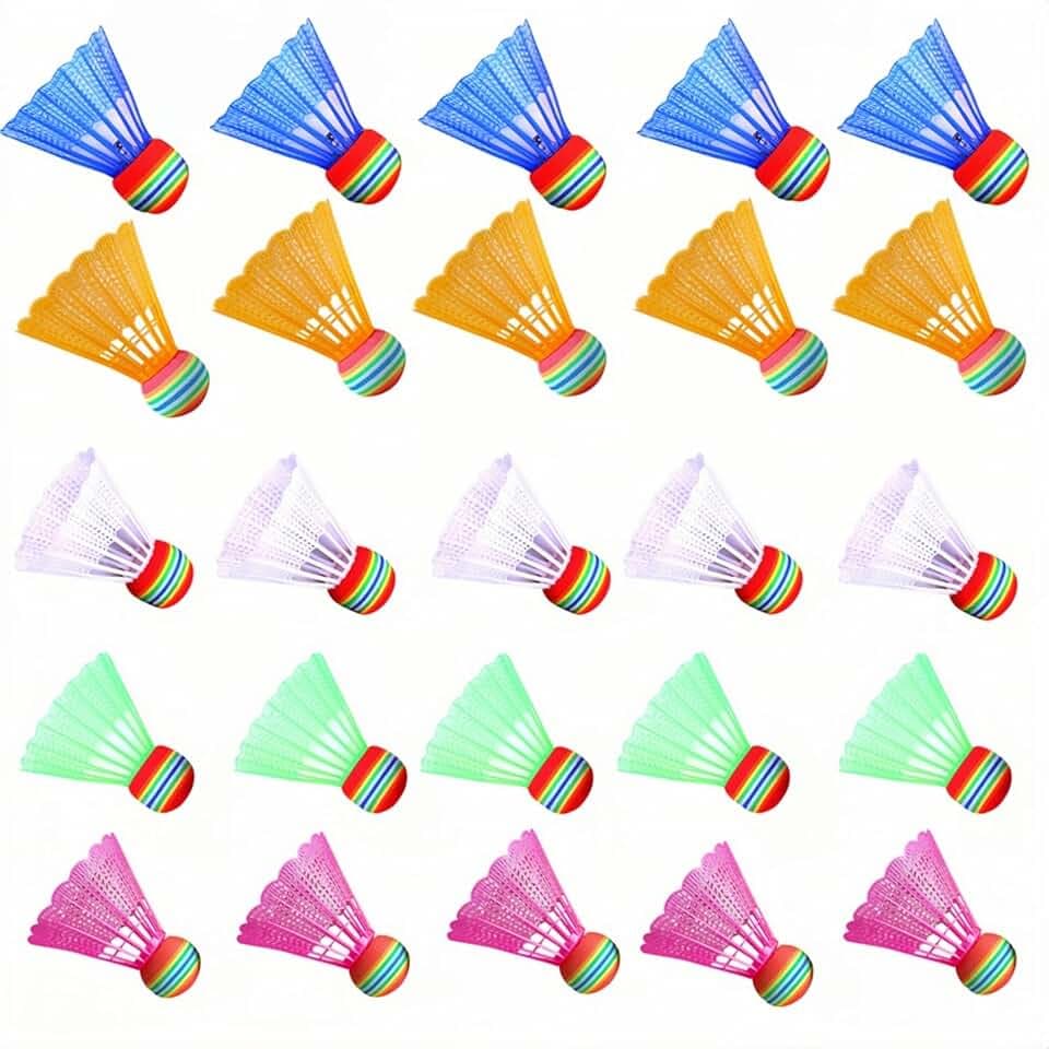 Set di 25 palline da badminton in nylon, da badminton colorato, alta stabilità e durata, per sport interni ed esterni, allenamento, ricreazione ed esercizio.
