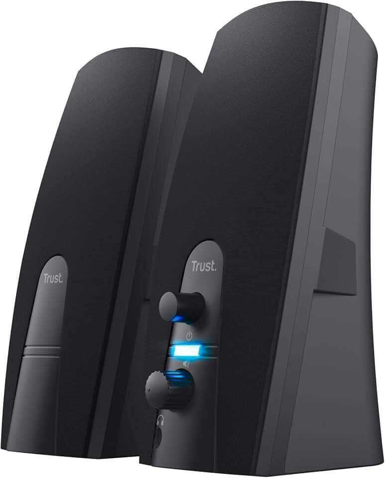 Trust Almo Casse Pc, Set Di Altoparlanti 2.0 Usb Stereo, 10 W, Jack Aux 3.5 Mm, Connettore Per Cuffie, Casse Per Pc Fisso, Altoparlante Per Computer, Portatile, Nero