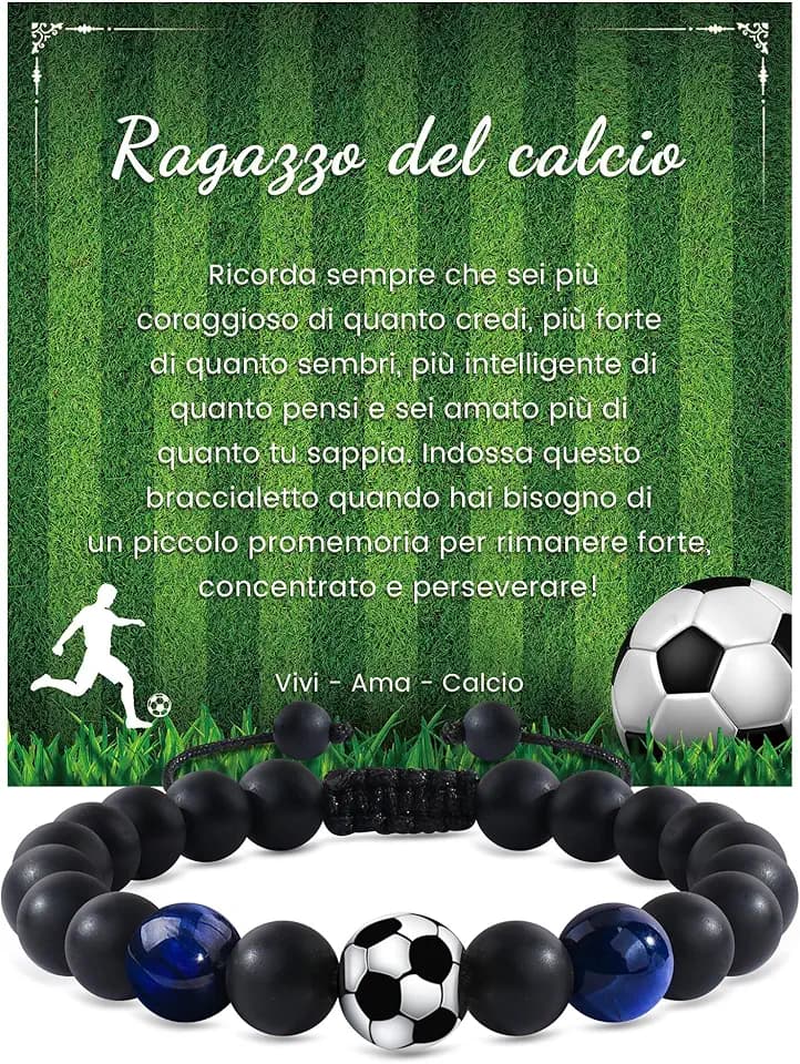 YELUWA Idee Regalo Ragazzo, Braccialetti Figlio, Bracciale di Calcio per Ragazzi, Regali di Compleanno Natale per Ragazzi Figlio, Regalo Ragazzo 8 9 10 11 12 13 14 Anni Bracciale Bambino