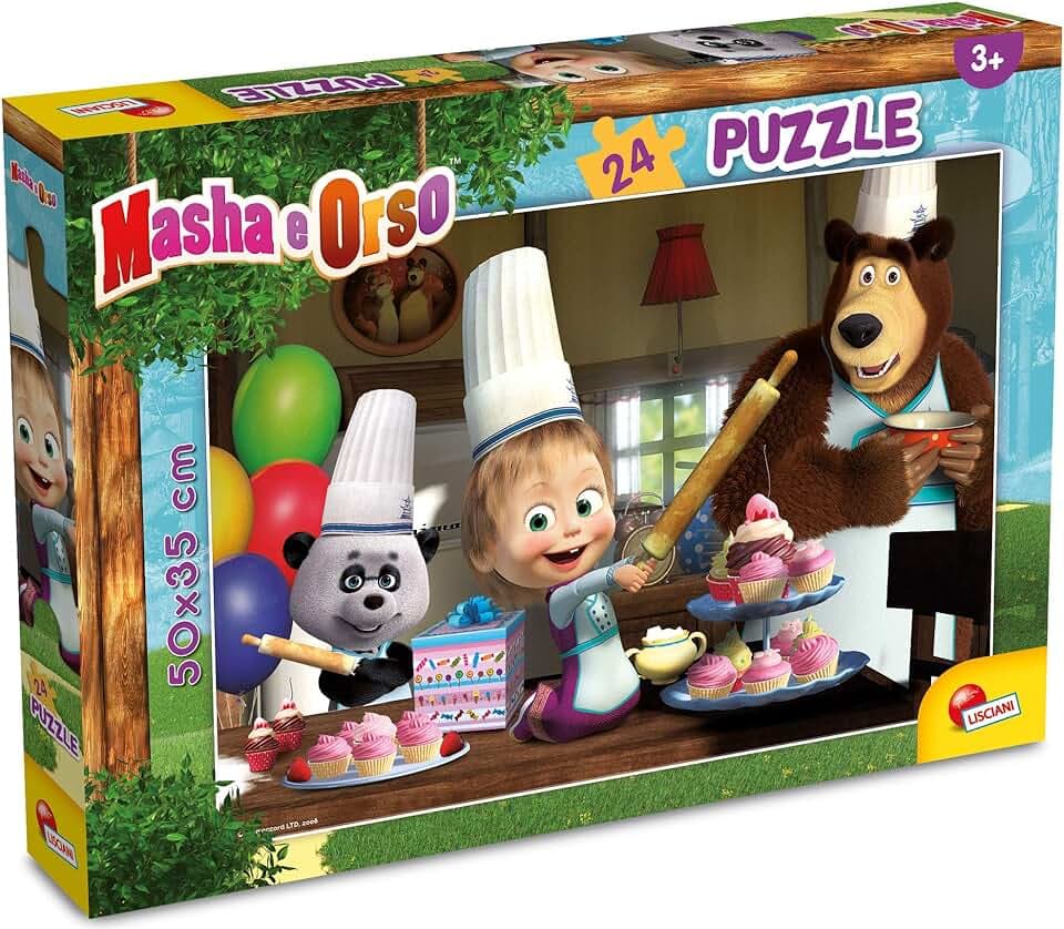 Liscianigiochi - Masha Puzzle Plus 24, Tutti Insieme Impariamo! Puzzle Per Bambini, 86078, ‎35 x 24.5 x 3.5 cm; 250 grammi