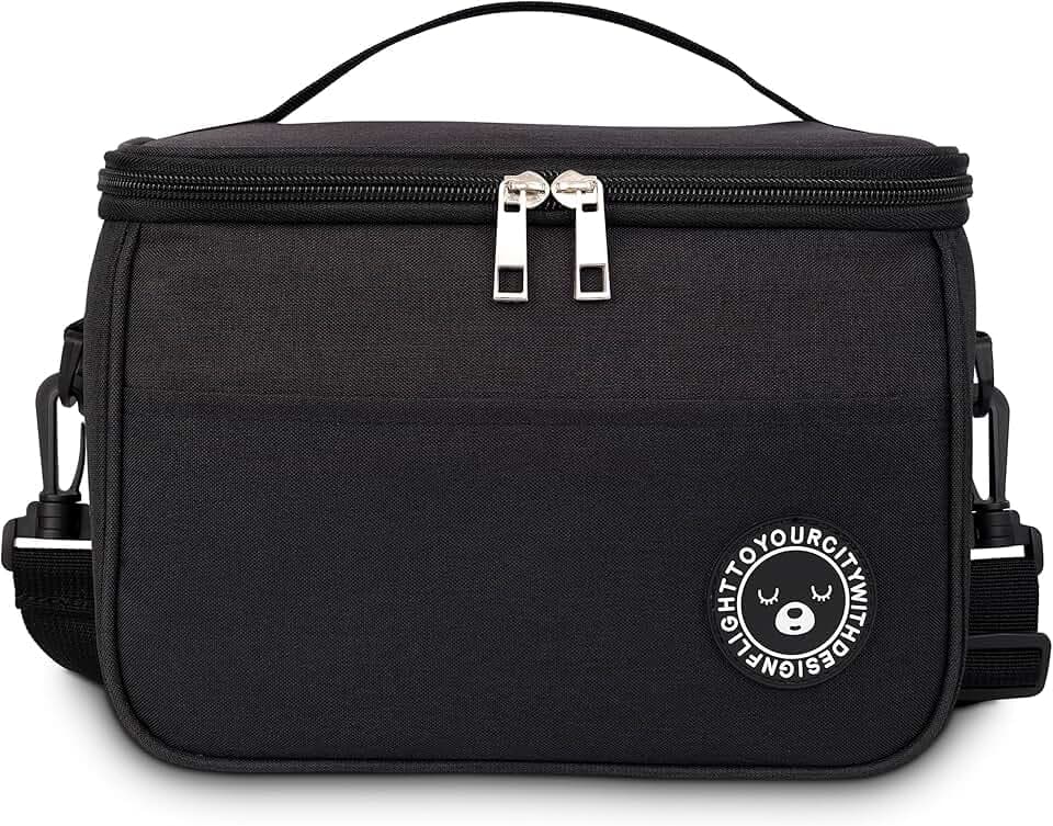 Borsa Termica Porta Pranzo 6.4L, Borsa Termica Aggiornato, Borsa Frigo, Borse Termiche Porta Pranzo, Borsa Pranzo Portatile, Borsa Frigo Pranzo Ufficio Viaggio Picnic (Nero - 6.4L) Global Recycled Standard
