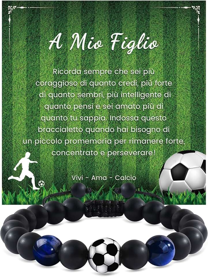 YELUWA Idee Regalo Ragazzo, Braccialetti Figlio, Bracciale di Calcio per Ragazzi, Regali di Compleanno Natale per Ragazzi Figlio, Regalo Ragazzo 8 9 10 11 12 13 14 Anni Bracciale Bambino