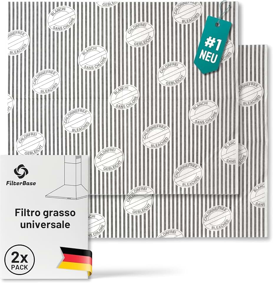 Filtro universale per cappa aspirante | Confezione da 2 | Indicatore di saturazione del filtro grasso, filtro piatto per cappa aspirante | Tappetino filtrante tagliabile 57x47 cm