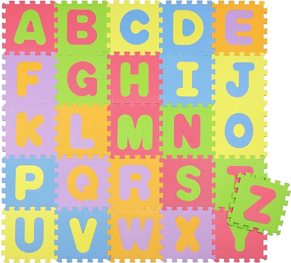 Tappeto 26 Pezzi Componibile per Bambini in EVA, Tappeto Puzzle da Bambino Numeri Removibili, Tappeto Giocattolo in Schiuma ad Incastro in Materiale Sicuro e Atossico, 30x30 cm