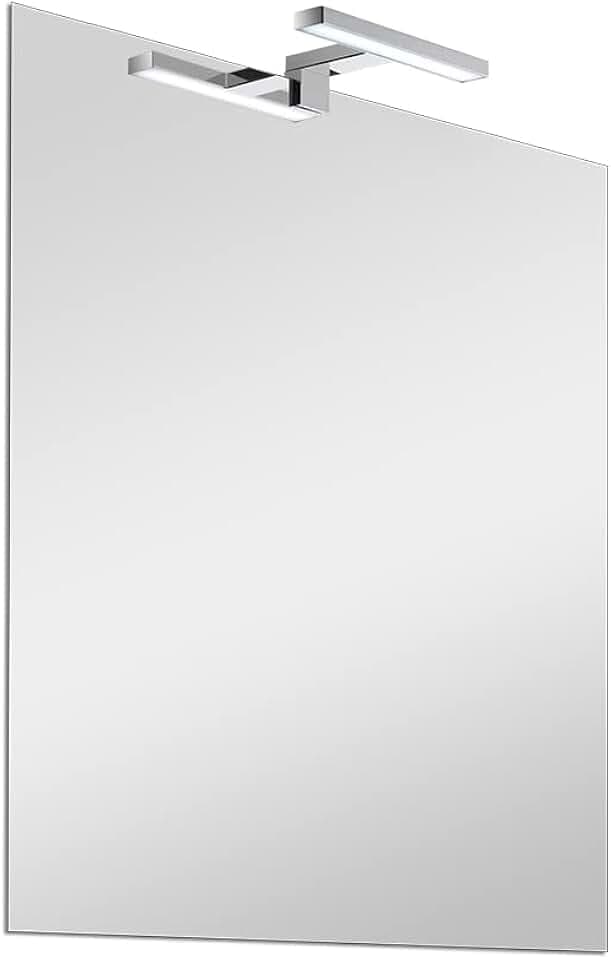 Inbagno Specchio Bagno con Luce 50x60 Reversibile, Luce LED a Risparmio energetico, Luce Naturale (Stile 6)
