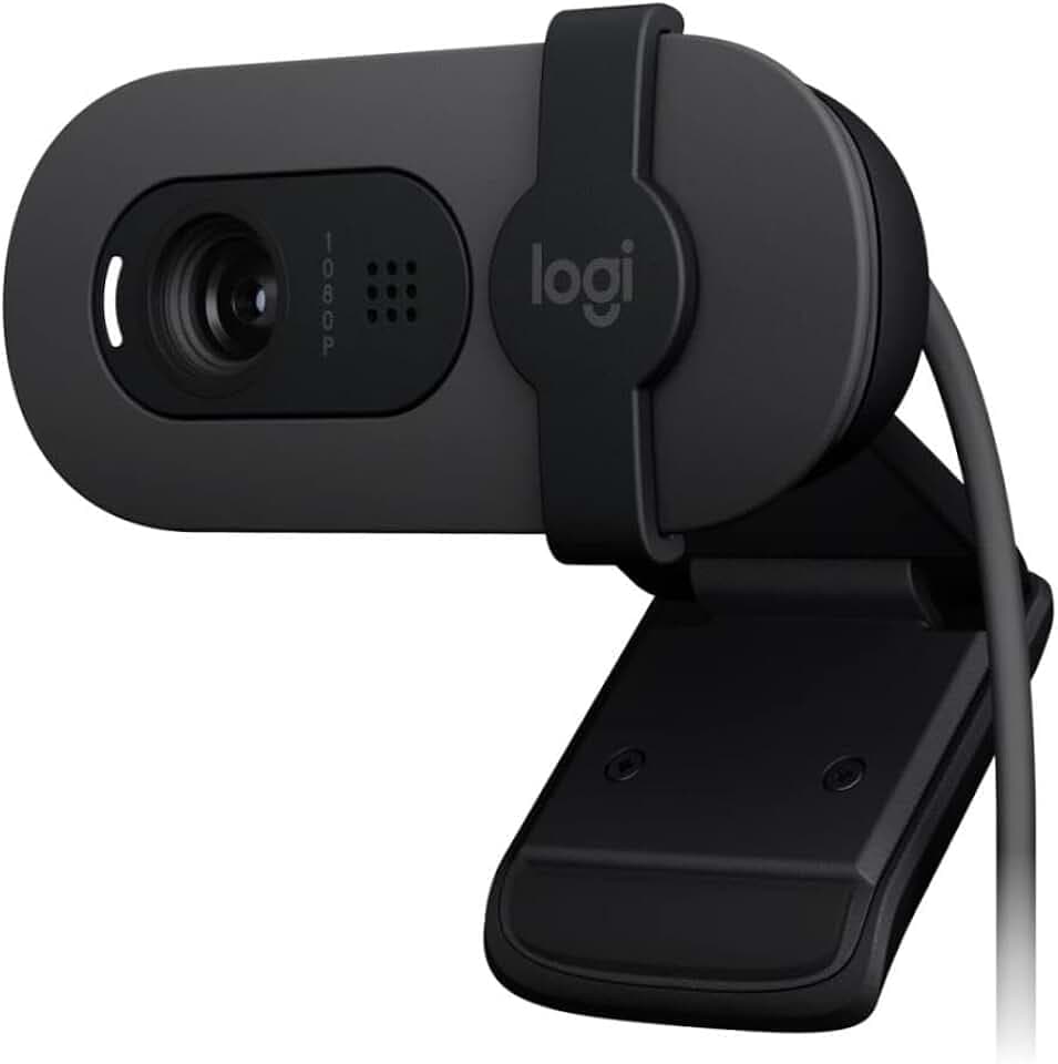 Logitech Brio 105 webcam professionale Full HD 1080p con correzione automatica illuminazione, USB-A, copriobiettivo, configurazione facile, compatibile con Windows, macOS, ChromeOS - Grafite