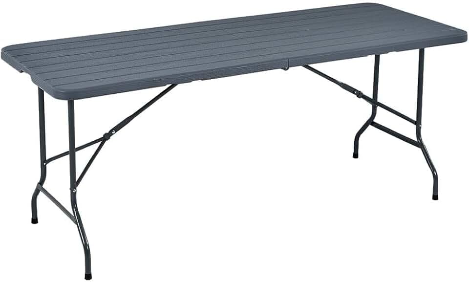 Tavolo Pieghevole Rettangolare Multifunzione Con Piano In Resina E Struttura Richiudibile Salvaspazio In Acciaio, Per Arredo Esterno, Interno, Giardino, Terrazzo, Pic Nic e Campeggio