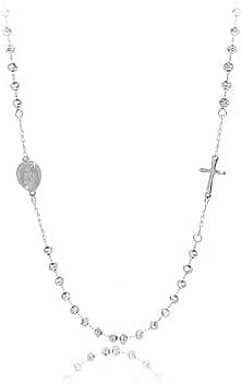 SAGA GIOIELLI COLLANA ROSARIO ACCIAIO CRISTALLI ARGENTATI