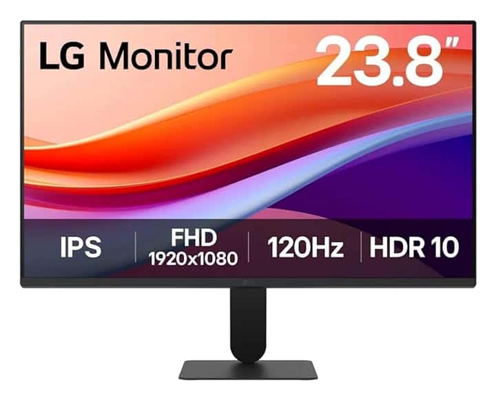 LG 24U411A Monitor 24" Full HD IPS, HDR 10, 120Hz, 1ms MBR, HDMI, D-Sub (VGA), Uscita cuffie, 1920x1080, sRGB 99%, Schermo Antiriflesso, Flicker Safe, Reader Mode, Nero