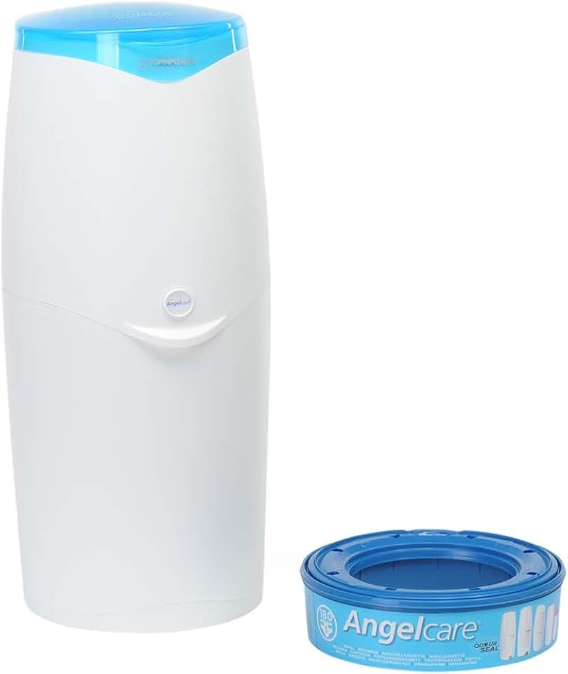 Foppapedretti Mangiapannolini Maialino, Bidoncino Getta Pannolini, 1 Ricarica inclusa (fino a 180 pannolini), trattiene cattivi odori con tecnologia brevettata EVOH, H56 P28 L25 cm (Bianco/Turchese)