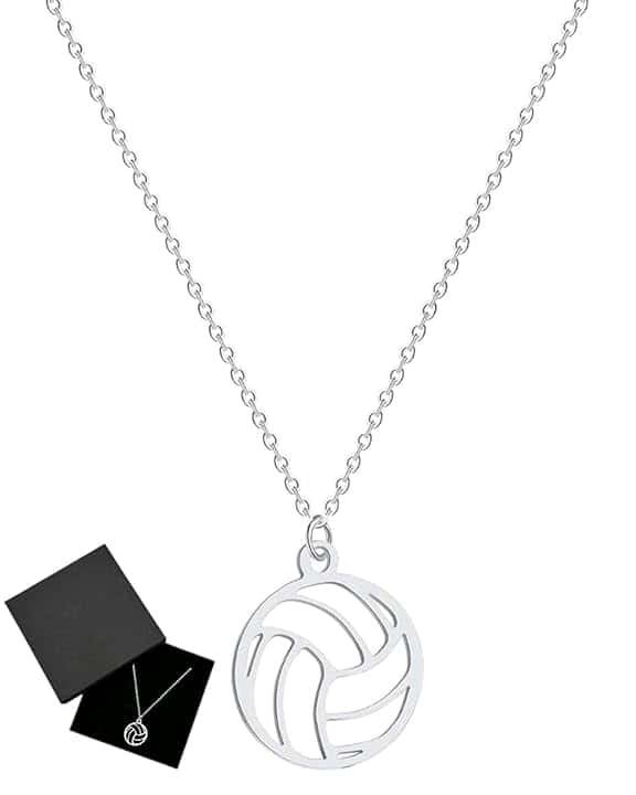 TPZORJX pallavolo idee regalo,Collana cava da pallavolo in acciaio inox Love collana minimalista gioielli sportivi catena clavicola regali per ragazze adolescenti ragazzi,Con 1 scatola regalo