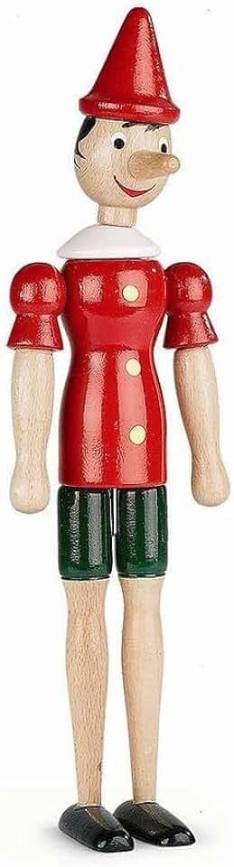 Marionetta in legno, Pinocchio, Disney, burattino, snodabile, artigianale, multicolore (20 cm)