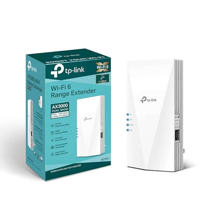 TP-Link RE700X Ripetitore WiFi 6 Dual-Band AX3000Mbps, WiFi Extender e Access Point, 1 Porta Gigabit, MU-MIMO, Beamforming, Amplificatore Segnale Wi-Fi, TP-Link Onemesh