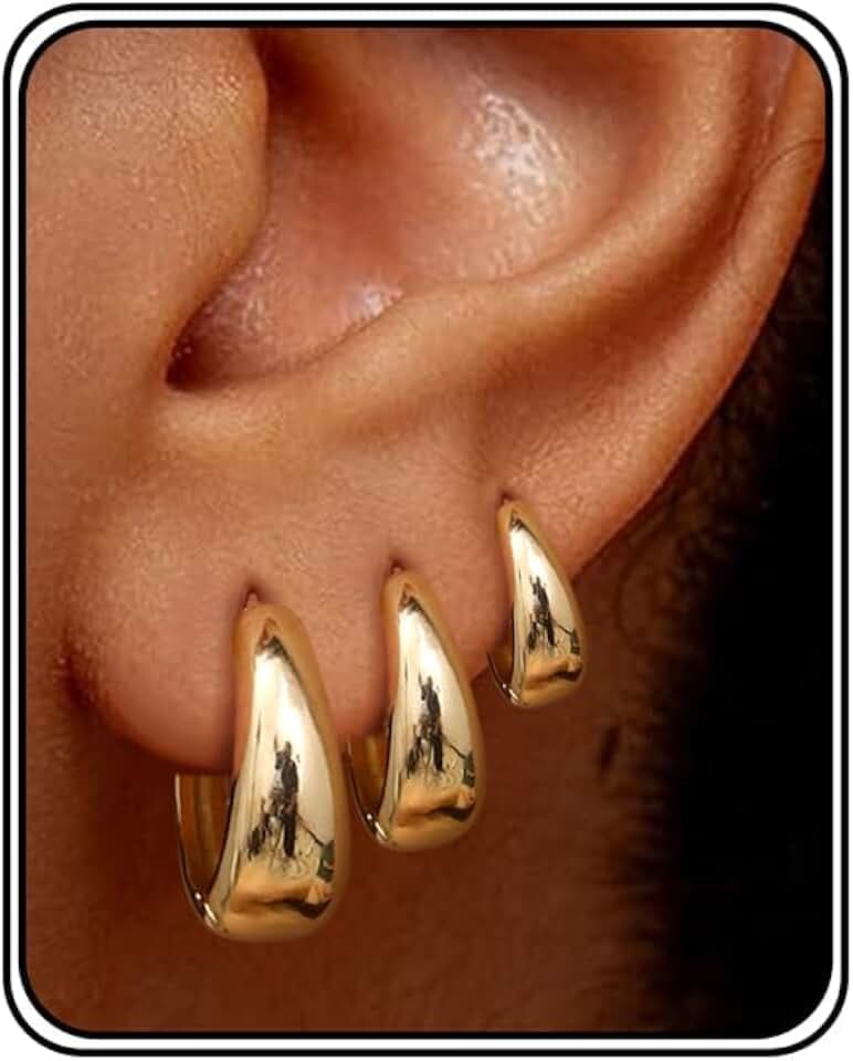 Chriscoco 3 Paia Orecchini Cerchio Donna Orecchini Cerchio Oro Placcato 14K Orecchini Cerchio Argento Ipoallergenico Orecchini a Cerchio Piccoli per Fori Multipli