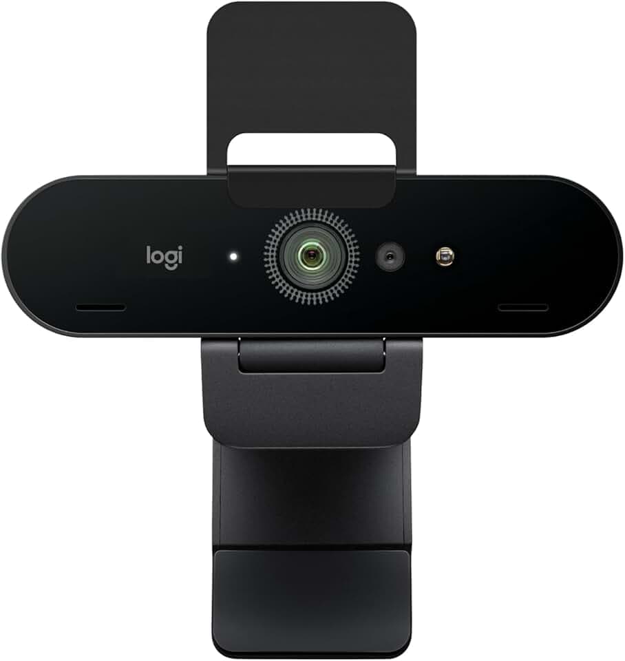 Logitech Brio 4K webcam, videochiamate, microfono con cancellazione del rumore, correzione automatica dell'illuminazione HD, per Microsoft Teams, Zoom, Google Voice, Google Meet, PC/Mac/Laptop/Macbook
