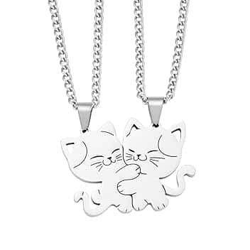 JYNXOR 2 pcs collana con ciondolo gatto abbinato, collane BFF dell'amicizia collana di amicizia gatto in acciaio inossidabile BFF, Collana delle migliori amiche, regalo di gioielli per amicizia, amici