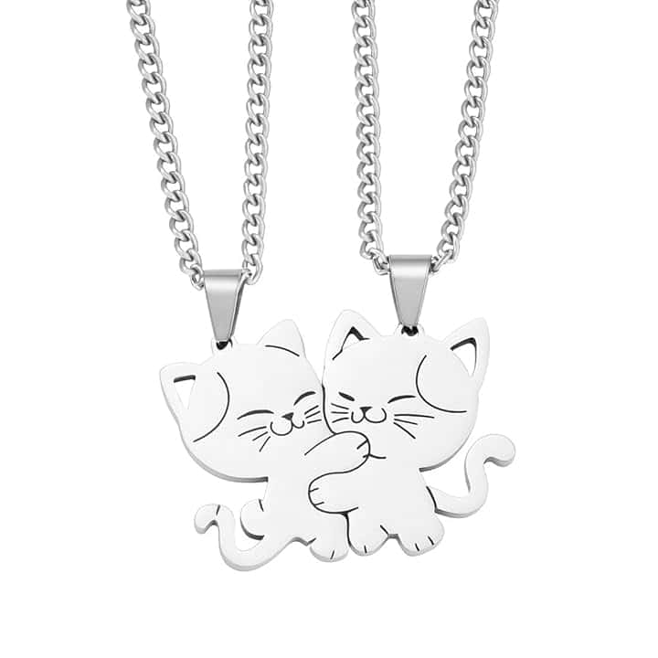 JYNXOR 2 pcs collana con ciondolo gatto abbinato, collane BFF dell'amicizia collana di amicizia gatto in acciaio inossidabile BFF, Collana delle migliori amiche, regalo di gioielli per amicizia, amici