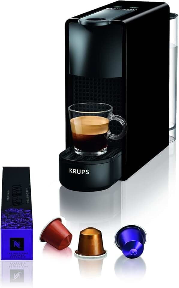 KRUPS Nespresso Essenza Mini XN1108, Macchina da caffè, Sistema Capsule Nespresso, Serbatoio acqua 0.6L, colore Nero