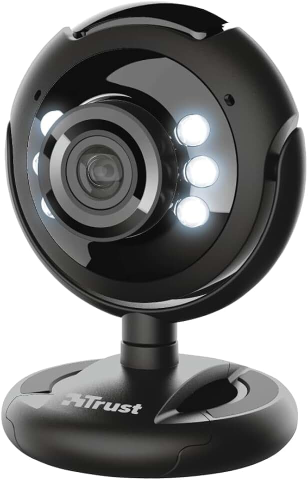 Trust SpotLight Pro Webcam per PC da 1.3 Megapixel (1280 x 1024) con Microfono, Luci LED Integrate, Hangouts, Meet, Skype, Teams, Zoom