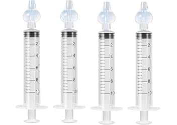 4 PCS Siringa per Lavaggi Nasali Bambini 10 ml, Baby Doccia Nasale Sicuro e Confortevole, Irrigazione Nasale Riutilizzabile Portatile Aspiratore Nasale