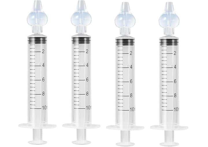 4 PCS Siringa per Lavaggi Nasali Bambini 10 ml, Baby Doccia Nasale Sicuro e Confortevole, Irrigazione Nasale Riutilizzabile Portatile Aspiratore Nasale