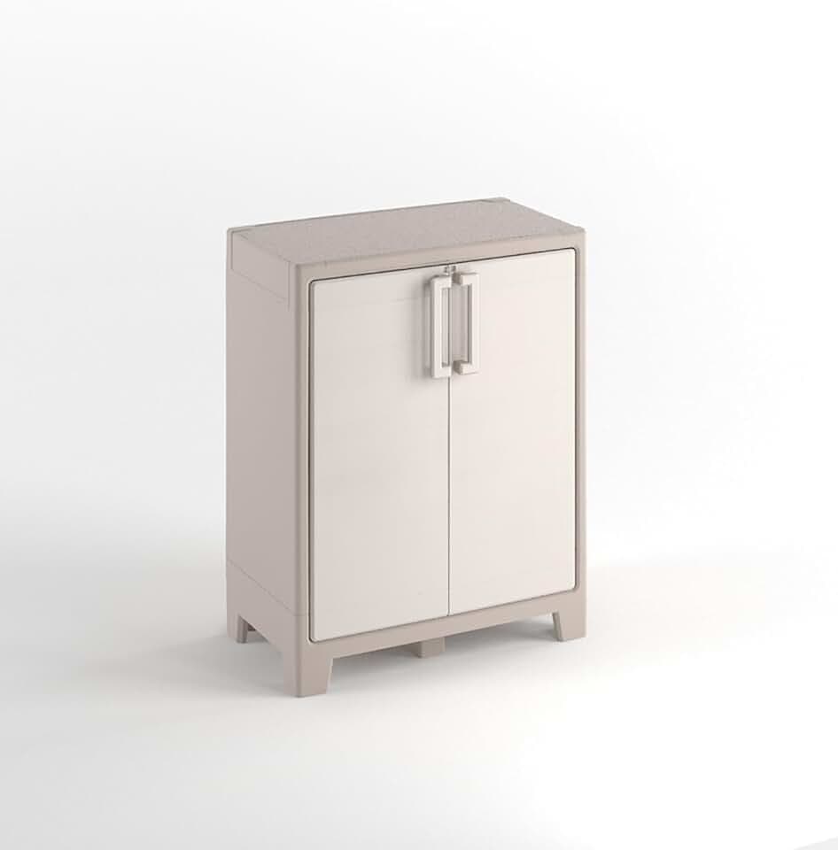Keter Armadio Basso Gulliver, 2 Ripiani Regolabili, Sabbia/Beige, 80x44x100 H Cm