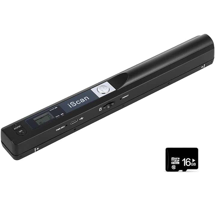 AOZBZ - Scanner di documenti portatile con scanner di immagini portatile USB 900 DPI con scansione A4 e scheda 16 GTF)