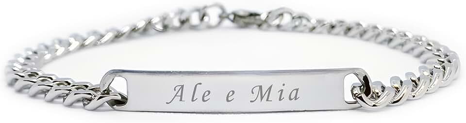 ByClay Laboratory Braccialetto Incisione Uomo o Donna Personalizzabile | Bracciale Catena con piastrina personalizzato in acciaio inossidabile