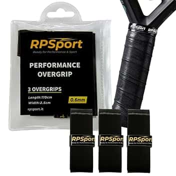 RPSport Overgrip Padel Nero Antiscivolo 3 Strati - Massimo Controllo, Anti-Vibrazioni, Aderenza Perfetta per Racchetta Padel e Tennis - Grip Extra Aderente