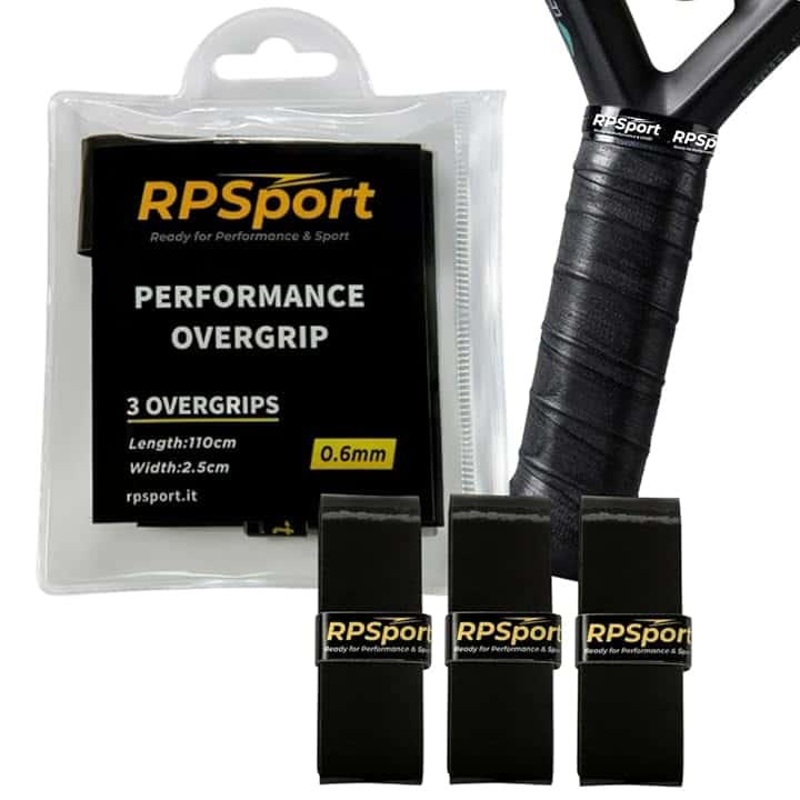 RPSport Overgrip Padel Nero Antiscivolo 3 Strati - Massimo Controllo, Anti-Vibrazioni, Aderenza Perfetta per Racchetta Padel e Tennis - Grip Extra Aderente
