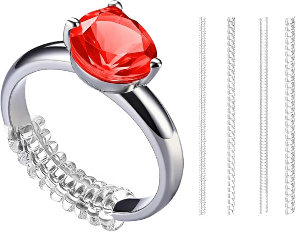 Diffaxy 20 Pezzi Regolatore per Anelli Invisibile, Trasparente, per Anelli Larghi, Set di Regolatori per Dimensioni Anelli in Silicone, Regolatore Invisibile per Ridurre da Grande a Piccolo (4 Misure)