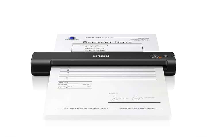 Epson WorkForce ES-50 Scanner Portatile Compatto Leggero, Alimentazione USB, Software ScanSmart Incluso, Scansione 600dpi Alimentazione Automatica 5.5 Secondi per Pagina, JPEG, PDF, TIFF Supportati