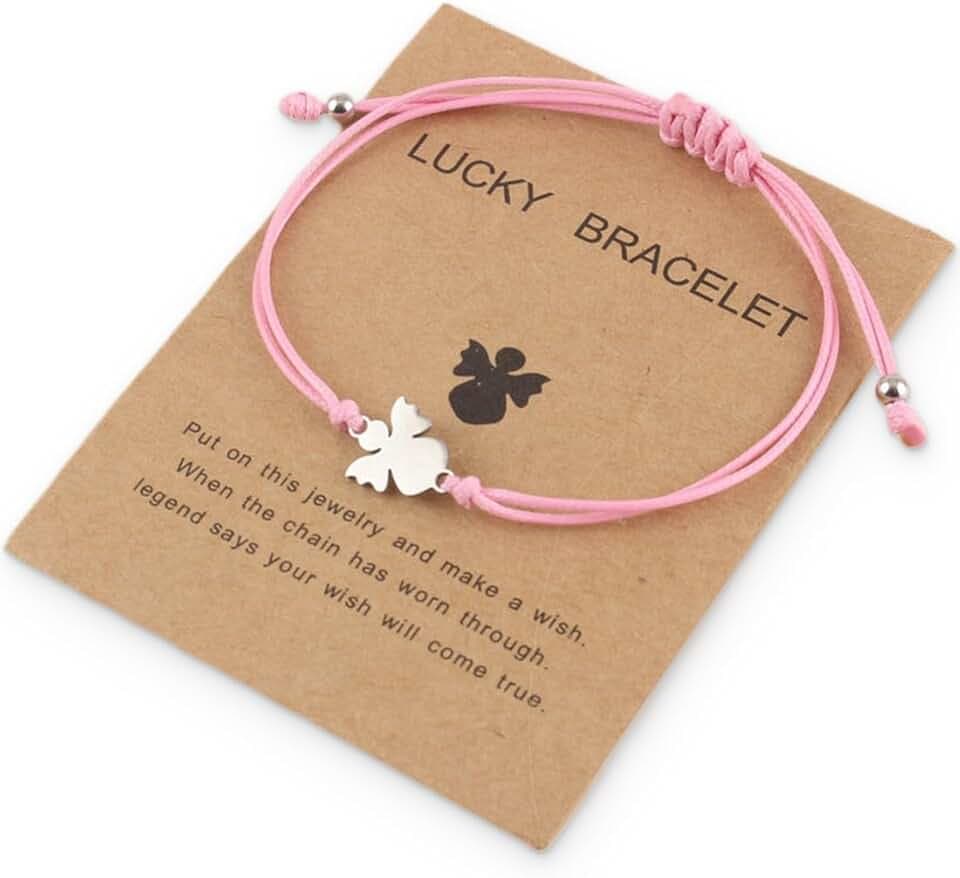 COYUN 1 Pcs Bracciale con Angelo Custode per Ragazze con Corda Intrecciata Regolabile, Regalo per Battesimo per Ragazz, Regalo di Comunione, Angelo Custode, Regalo per Ragazze