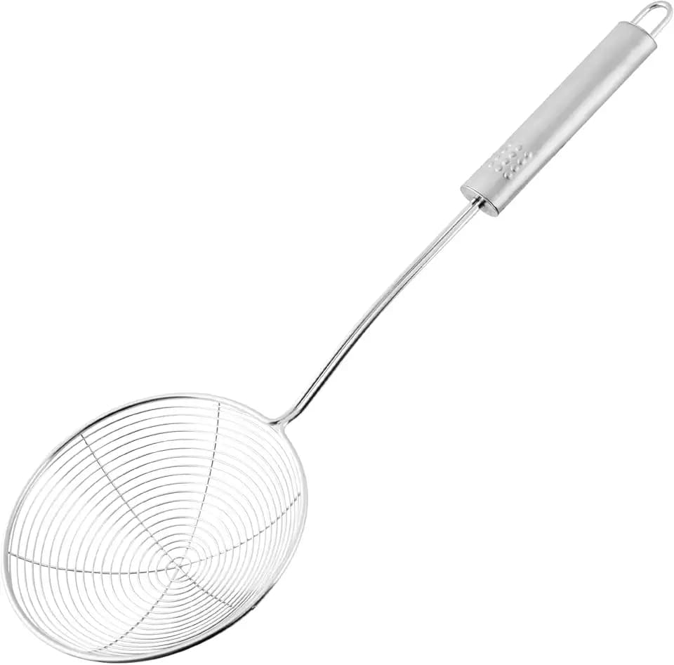 Fackelmann Schiumarola a Rete Maglia Media Uso Professionale in Acciaio Inossidabile, Lavabile in lavastoviglie Dimensioni 36,3x12,3x5 cm Manico ergonomico