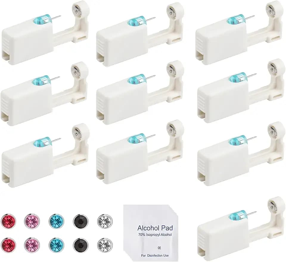 GETRICH 10 Pezzi Buchi Orecchie Fai da Te, Pistola per Piercing All'orecchio Pistola Orecchini Usa e Getta Kit De Orecchio Piercing Sterili con Orecchini Di Sicurezza Senza Dolore per Ragazze Donna e Uomini