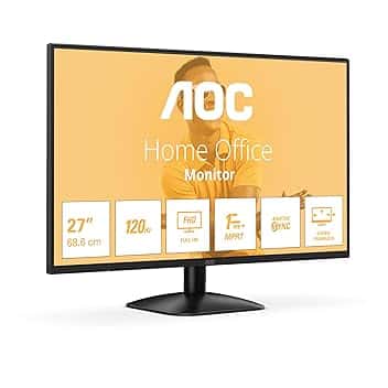AOC 27B31H - Monitor Full HD da 27 pollici, 120 Hz, sincronizzazione adattiva dell'immagine 1920x1080, 1x D-Sub, 1x HDMI 1.4 nero, 27 inch FHD IPS, 100 Hz, No Altoparlanti