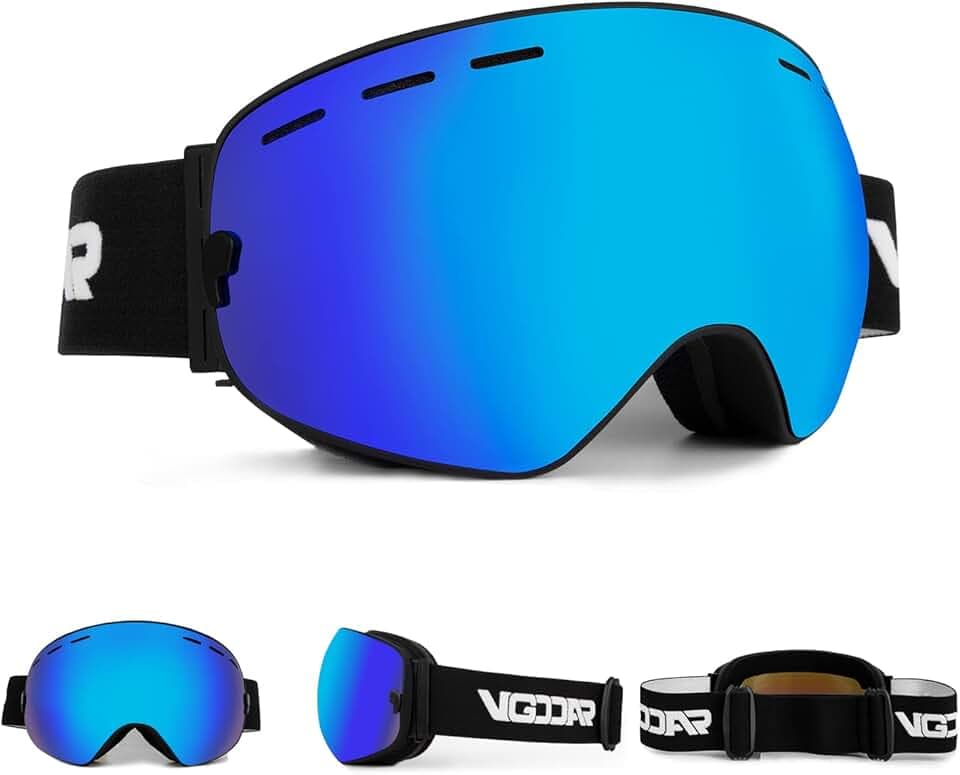 OTG Maschera da Sci, Occhiali da Sci Frameless con Doppia Lente Sferica Anti-nebbia, Maschere da Sci Snowboard 100% Protezione UV400 Per Uomo/Donna