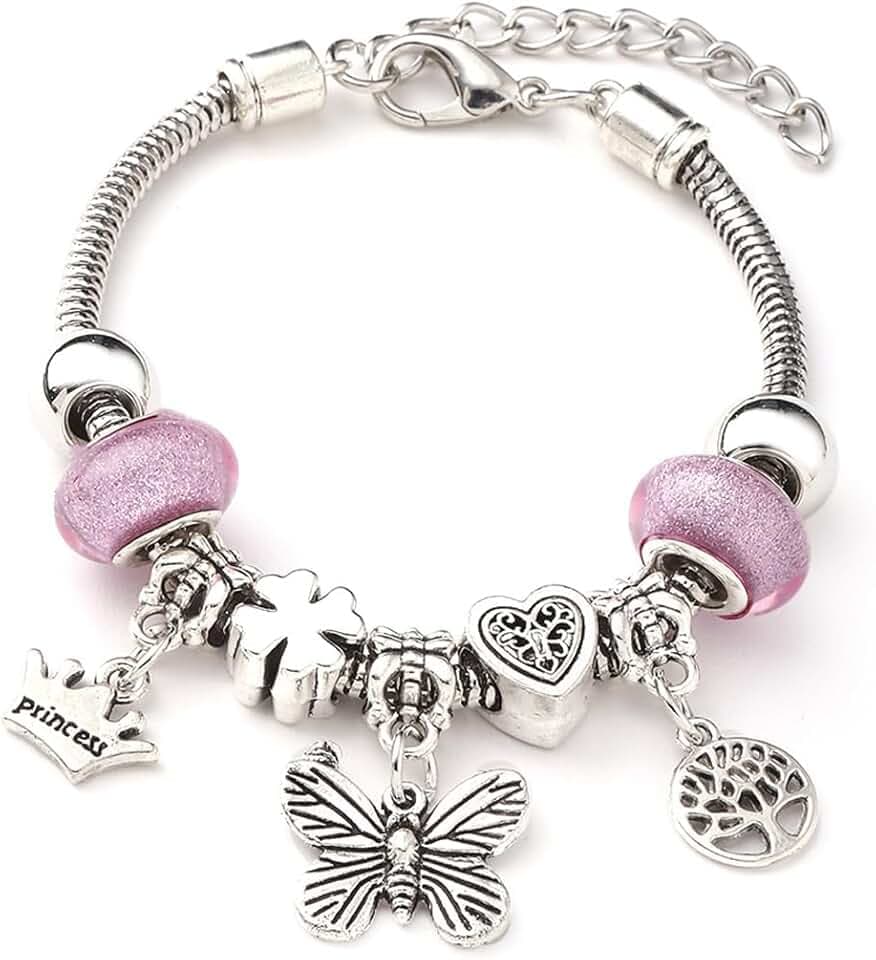 IKOPFLN Farfalla Bracciale, Ciondolo Ragazze Bracciale, Bracciale Perla Ragazze, Bracciale Donna Regolabile,regali per ragazze