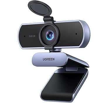UGREEN Webcam 2K 30FPS Full HD Webcam USB per computer Messa a fuoco fissa Plug and Play per Windows MacOS Linux Streaming Youtube Skype Call Video Zoom Video Conferenze(Grigio)
