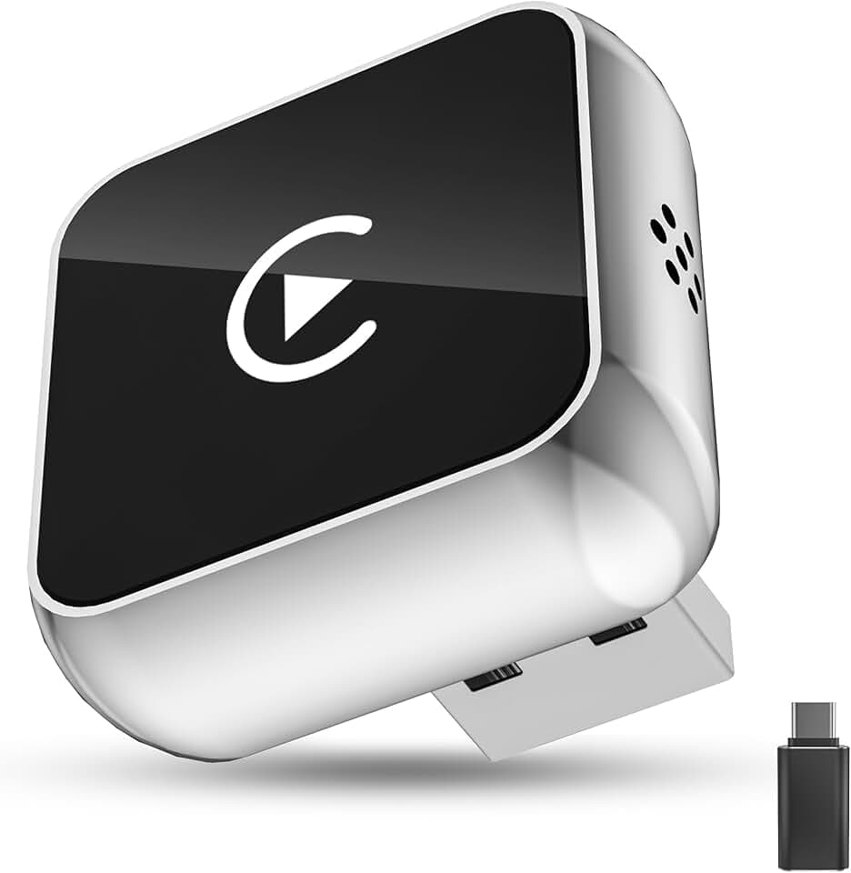 Adattatore Wireless Android Auto CarPlay 2-in-1 USB Type-C per Apple, Chiavetta Dongle Compatibile con IPhone IOS 10+ e Android 11+, Plug & Play per Auto,argento