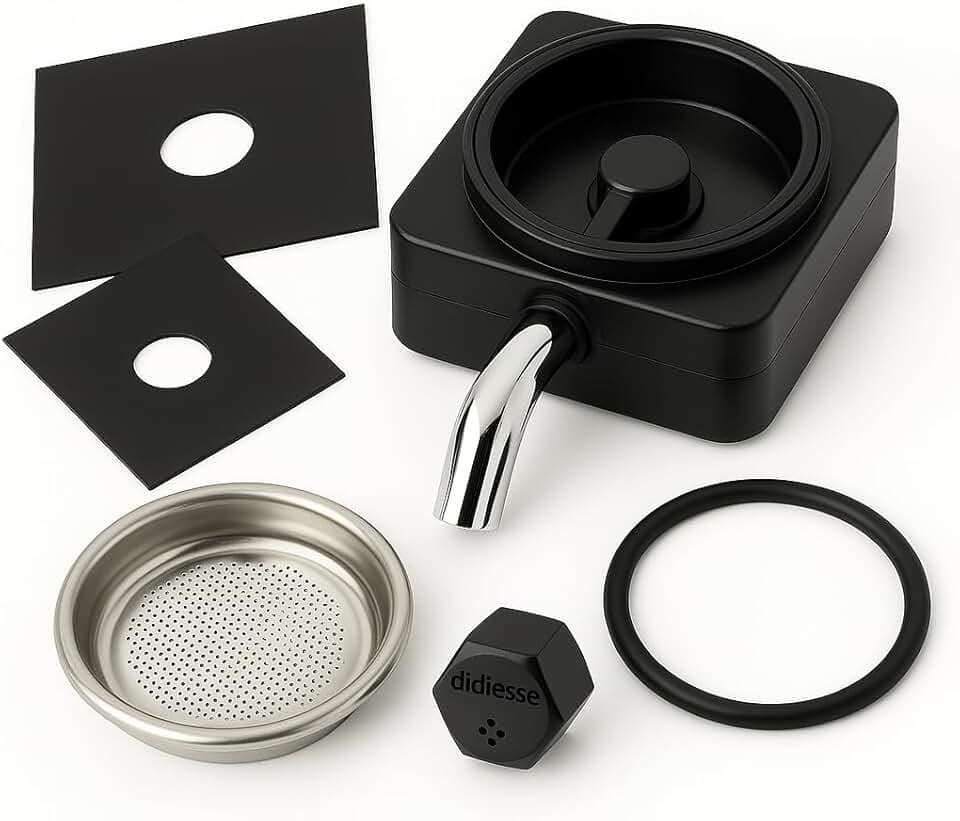 marketcaffe Kit Assistenza Completo per Didiesse Frog | Portacialda con Beccuccio + Dado + Filtro Inox + Guarnizione + 2 spessori | Manutenzione Macchina da Caffè a Cialde- (Kit-01)