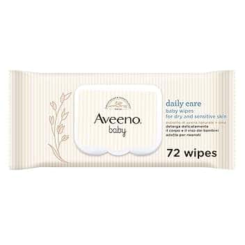 Aveeno Baby Daily Care Salviettine umidificate e delicate per neonati e bambini, Salviette neonato con Estratto di Avena e Aloe, Salviettine neonato senza profumo, solfati e alcol,72 pezzi