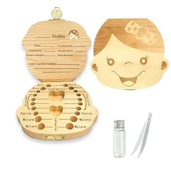 Scatola per denti di latte, regalo di memoria in legno per bambini e ragazze (ragazze)
