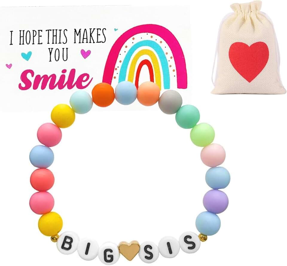 ZWWOGE braccialetti arcobaleno,braccialetto bambina,bracciale sorella,regalo sorella maggiore,regalo per sorella,Bracciale elastico,Viene fornito con carta e borsa,regali di Natale