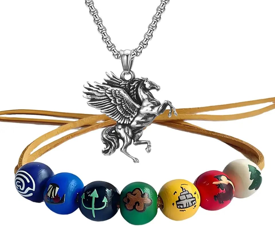 HJYZY Camp H. Blood, braccialetto con perline in legno, mitologia greca, Percy, per cosplay e anime, accessorio per bigiotteria, 2 pezzi