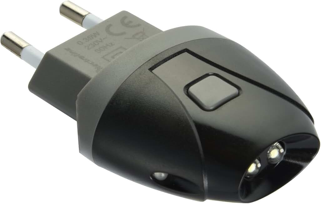 Electraline 58310 Torcia d'Emergenza Automatica con Funzione Luce di Cortesia, Nero