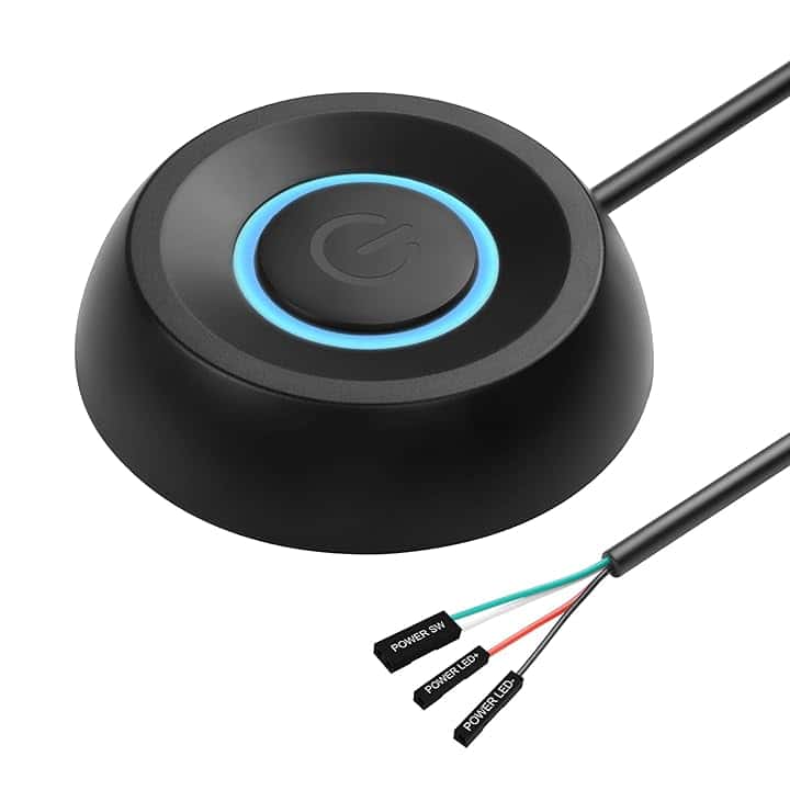 SinLoon Interruttore di alimentazione PC, computer desktop interruttore di alimentazione avvio remoto esterno scheda madre del computer 5,9FT interruttore di alimentazione, pulsante, prolunga con luce