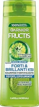 Garnier Fructis Shampoo Fortificante, Per Capelli Normali, Per Capelli Forti e Luminosi, Con Estratto di Pompelmo e Vitamina B6, Forti & Brillanti, 250 ml Compact by Design (certificazione sviluppata da Amazon)