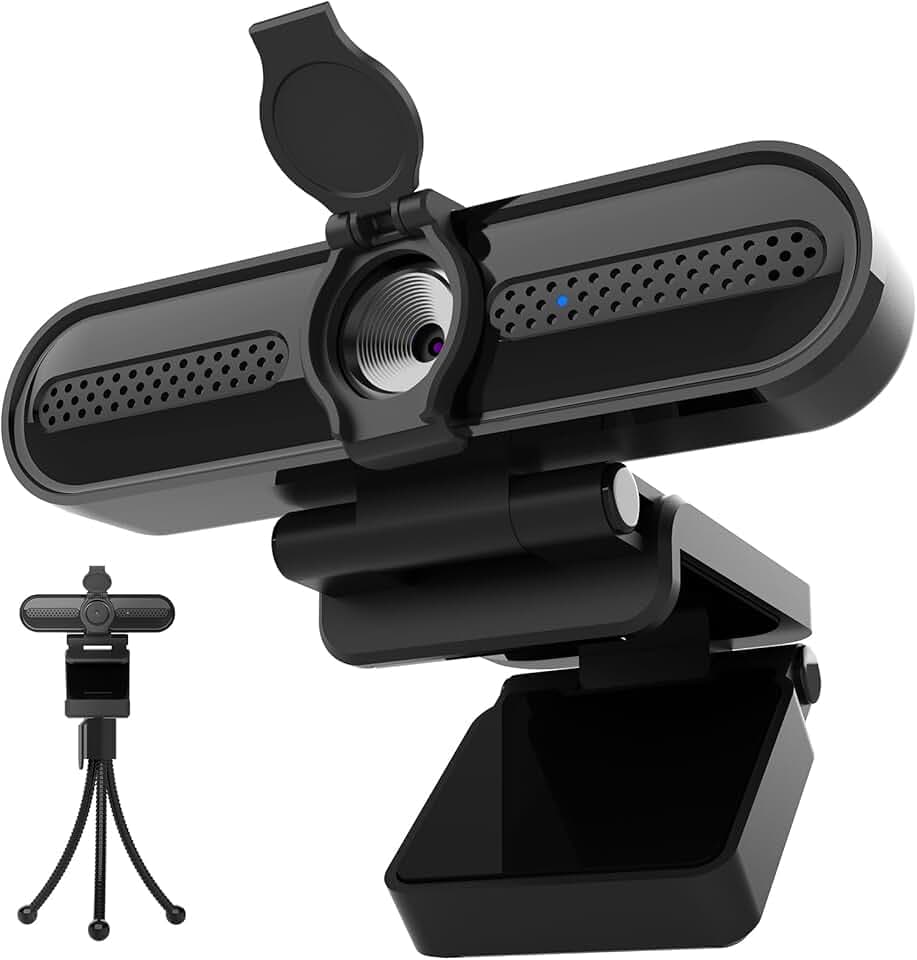 W4DS 2K Webcam, HD Webcam PC con Microfono, Autofocus, 78° View, Plug&Play, Microfono Riduzione Rumore, Protezione della privacy, USB Webcam per Videochiamate, Conferenza, Studio e Streaming
