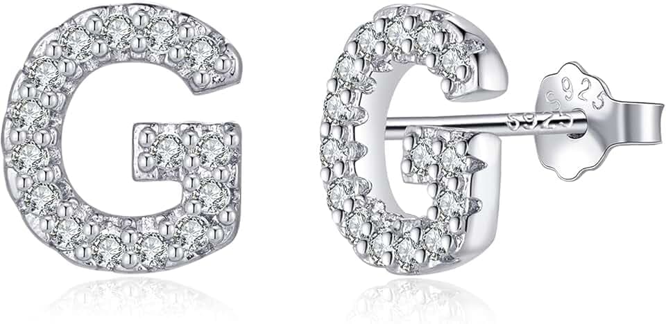 TIZU Orecchini con Lettere in Argento 925 Alberino Orecchini Anallergici per Donna Bambina Ragazza Orecchini Piccoli Iniziali con Zirconi Cubici Idee Regalo per Lei